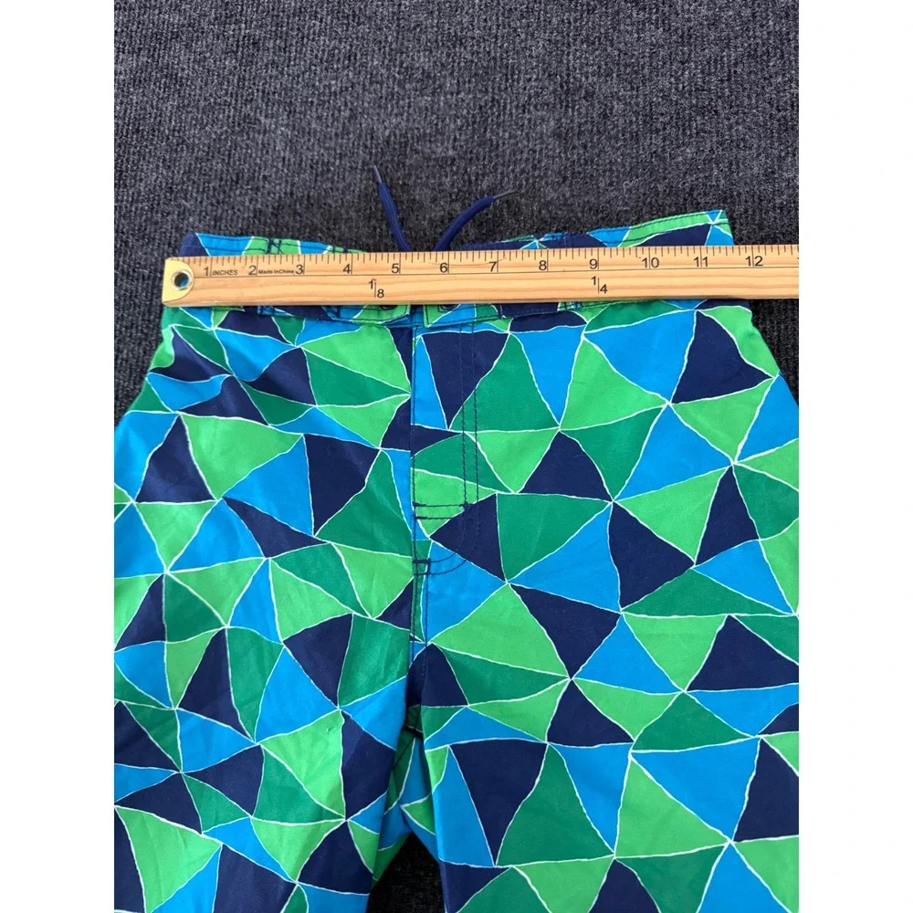 Gymboree Boys Blue‎ Green Geometric Triangle Swim Trunks Mesh Lining Size 10 NWT